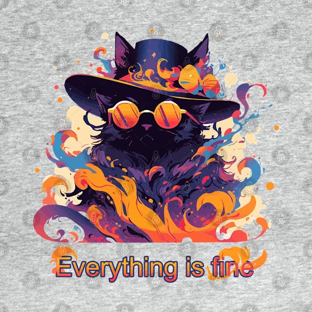 Everything is fine fancy black cat by etherElric